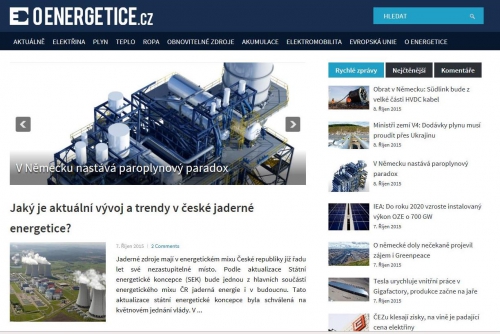 Nový web "www.oEnergetice.cz"