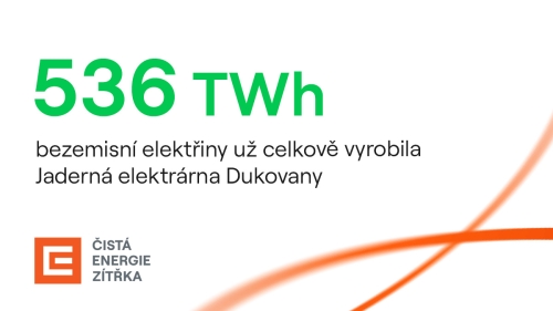 536 TWh bezemisní elektřiny už celkově vyrobila Jaderná elektrárna Dukovany
