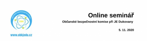 Online seminář OBK při JE Dukovany - 5. 11. 2020